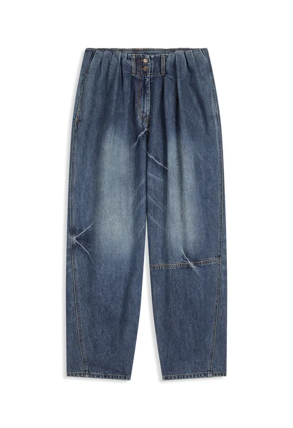 FULL GATHER JEANS, BLUE