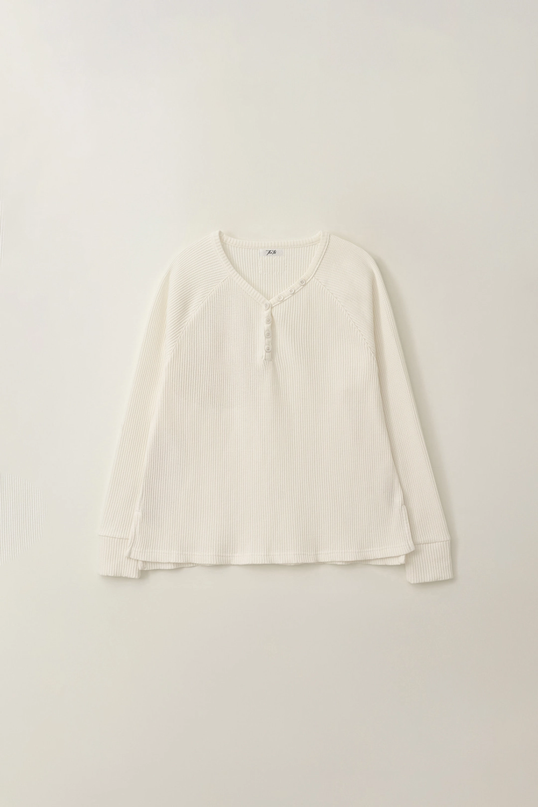 더티스 BUTTON BOXY WAFFLE T-SHIRT_TT5S214IV 상품 이미지 3
