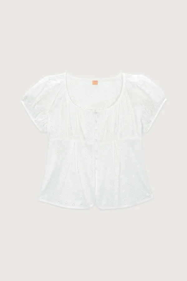 Shirring Puff Blouse (White)