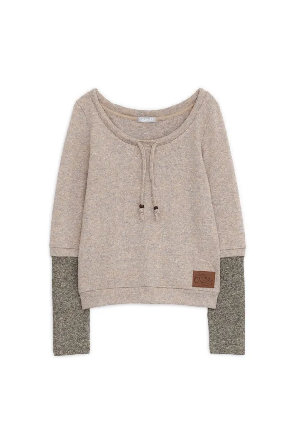 Layered string knit top (Orange)