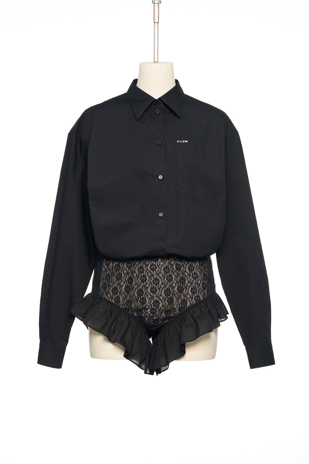 푸쉬버튼 PF25 BLACK RUFFLE PANTY SHIRT 상품 이미지 1