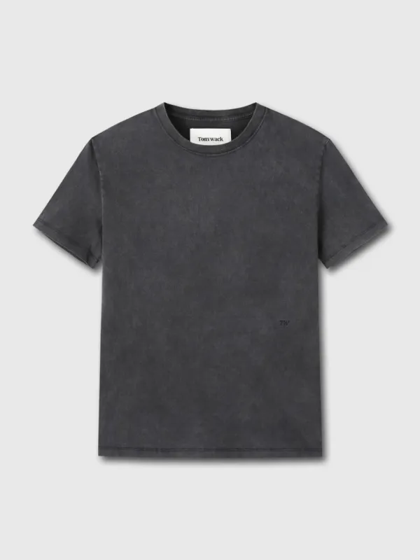 SIGNATURE GARMENT DYED T-SHIRT_ FADED BLACK