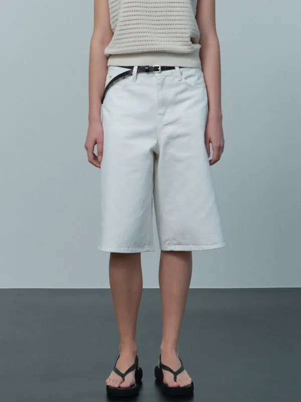 white cotton half pants (white)