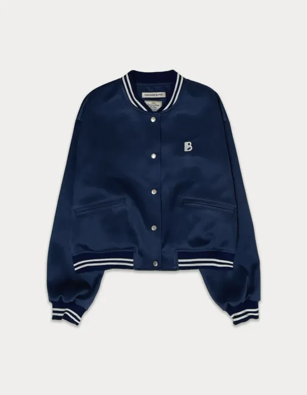 Satin varsity jacket - navy