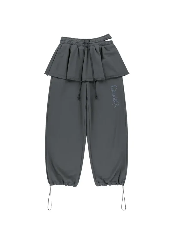 [5차 리오더] DOUBLE WAIST SKIRT SWEATPANTS [CHARCOAL]