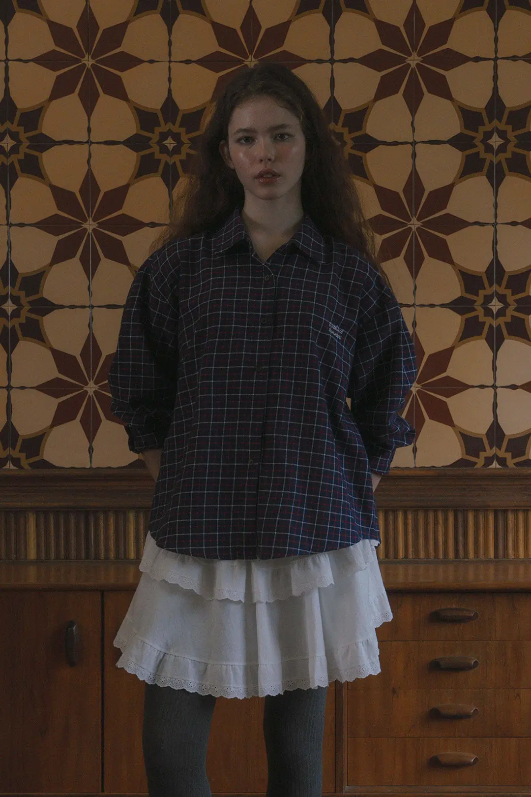 위드아웃썸머 Bein check shirt_navy 상품 이미지 2