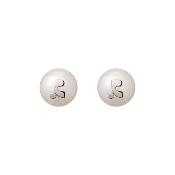 (M)LOGO PEARL EARRING - SILVER