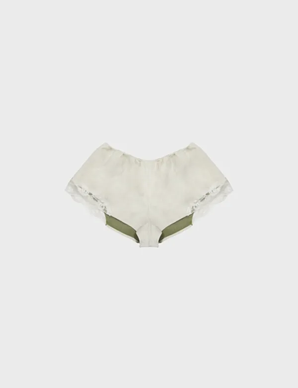 faux leather lace shorts in ivory