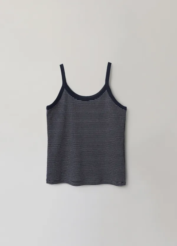 8TH / Stripe sleeveless top (Deep navy)