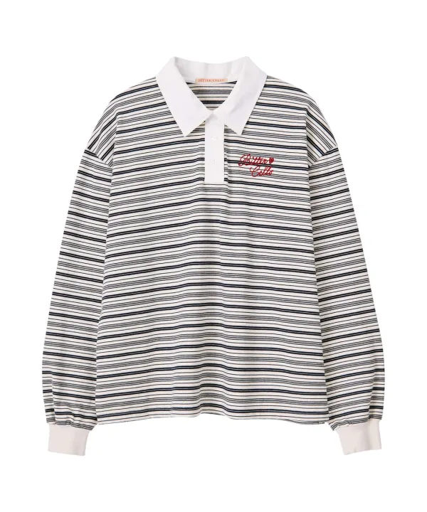 Gemini Stripe Collar Tee-Ivory