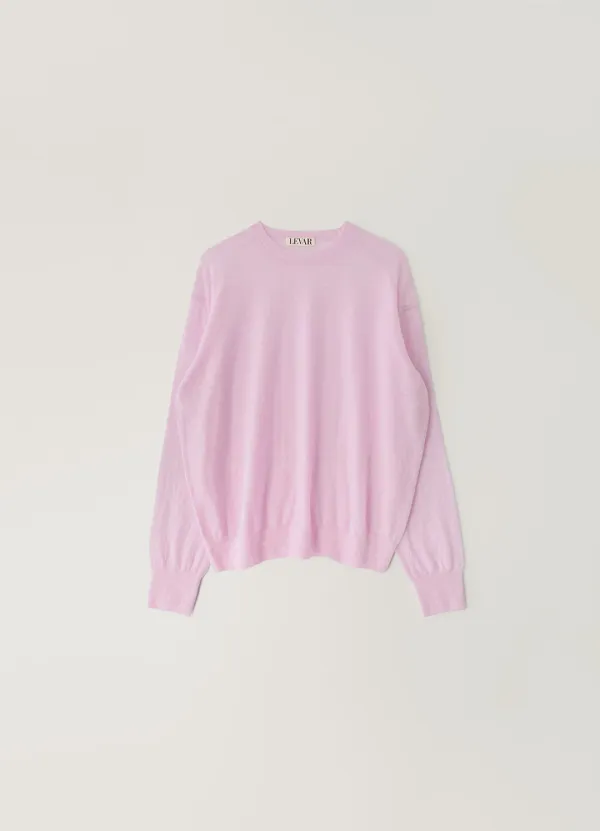 Kid-Mohair Relaxed Round Knit - Soft Pink