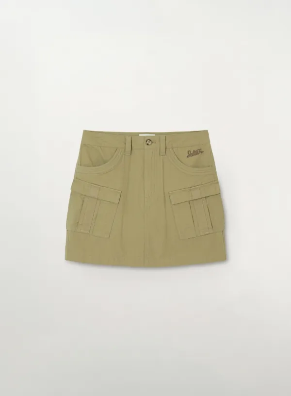 (W) Ripstop Cargo Mini Skirt - Khaki
