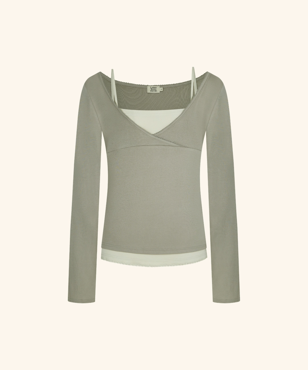 레터프롬문 Overlap Lace V-Neck Set (Sage Gray) 상품 이미지 1