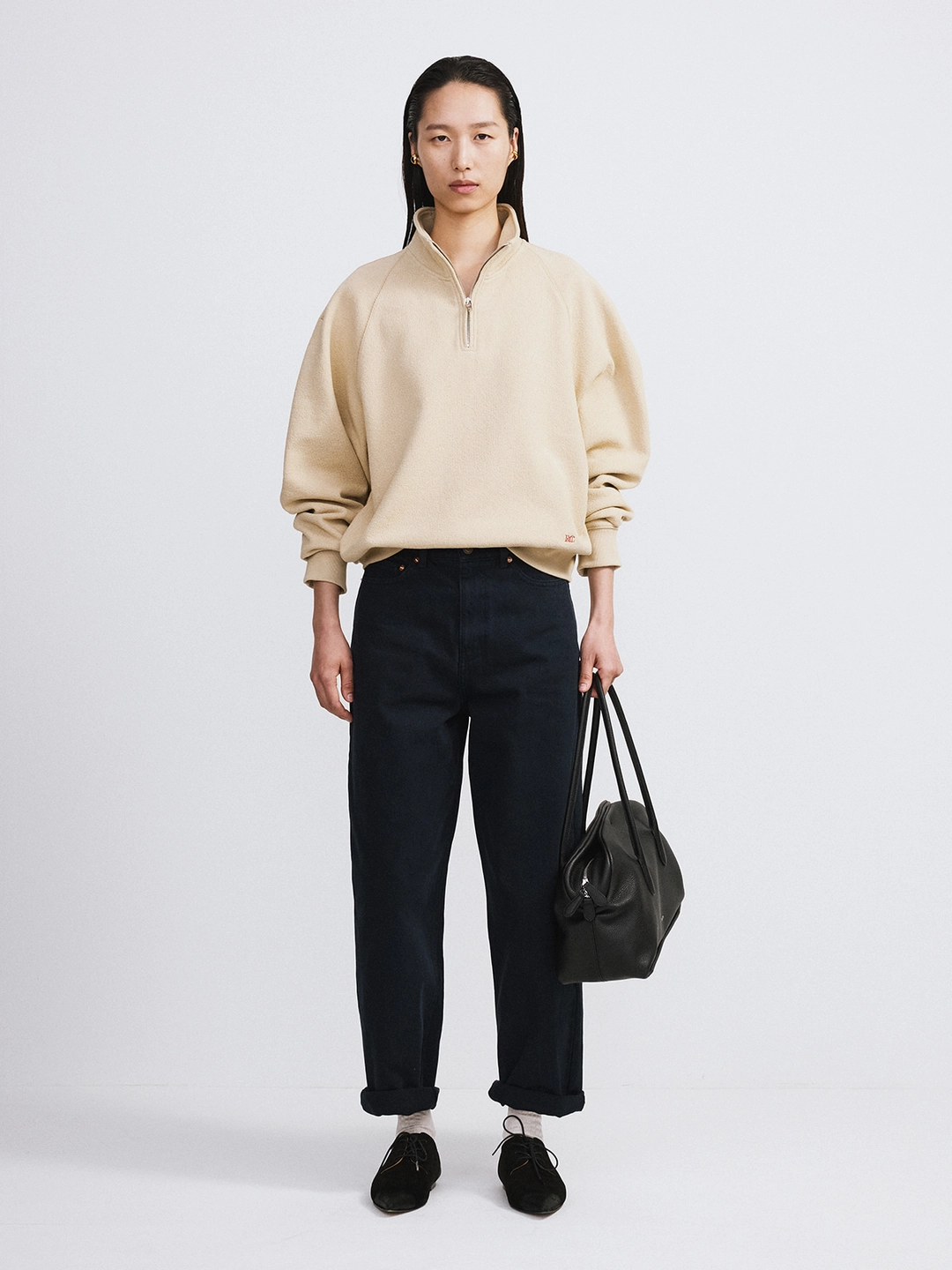 렉토 RC LOGO HALF-ZIP SWEATSHIRT (BEIGE) 상품 이미지 2