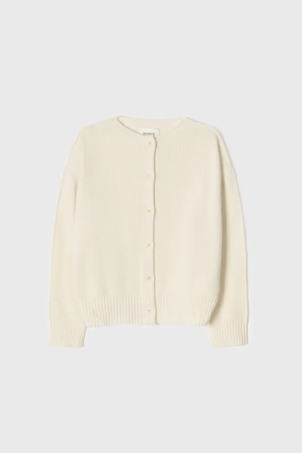 Wool Roll Detail Cardigan (Ivory)