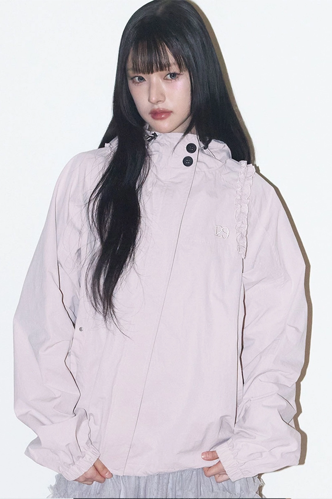 일리고 오블리크 프릴 후드 자켓 핑크 상품 이미지 2