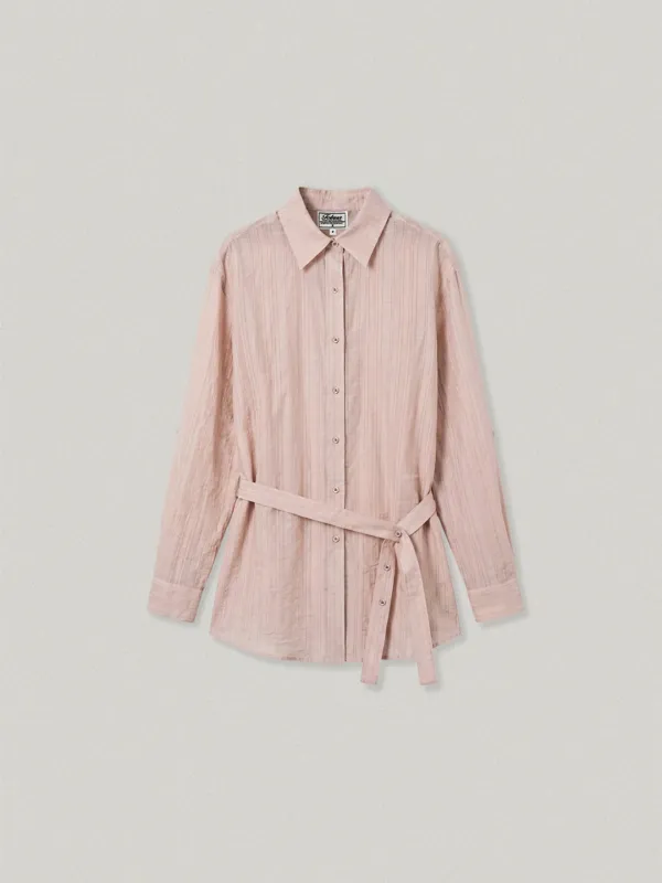 VEIL SHEER LONG SHIRT - PINK베일 시어 롱 셔츠