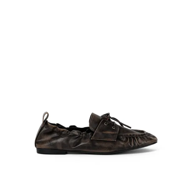 RIVE SHIRRING BOAT LOAFERS / BROWN