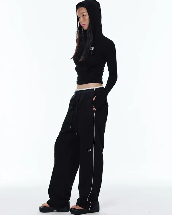 SIDE LINE WIDE SWEATPANTS_BLACK
