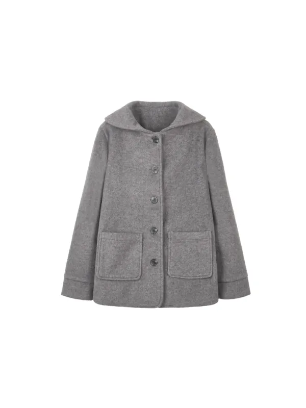 Cape Collar Half Coat (Soft Gray)