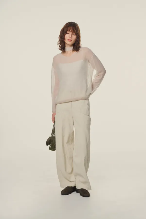 Lobi Layered Choker V-Neck Knit ivory