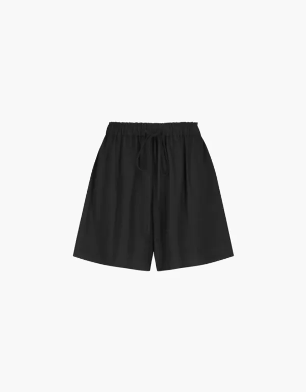 linen banding shorts - black