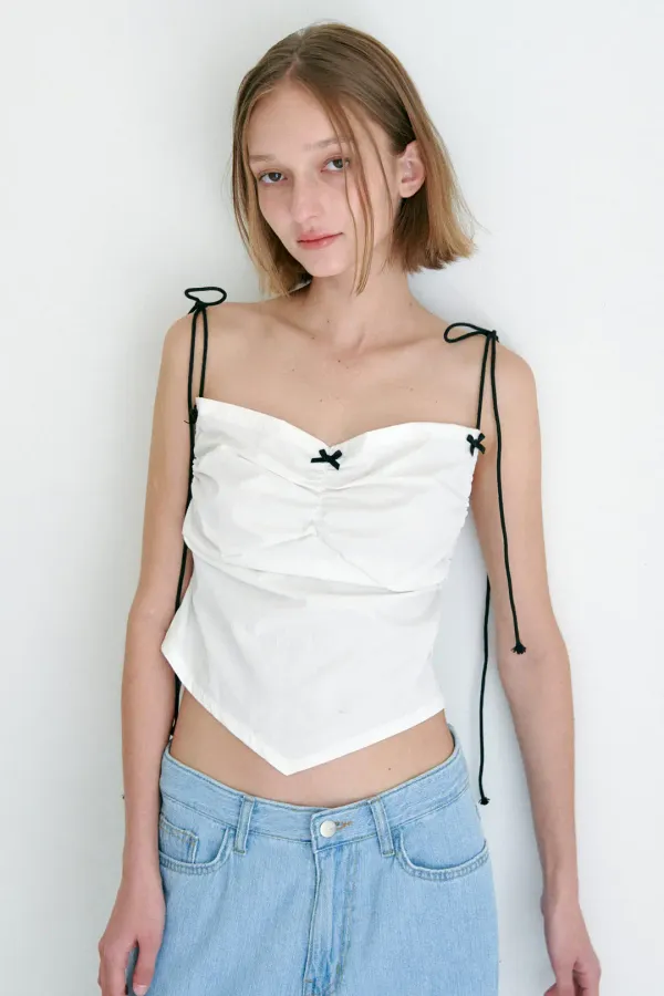 RIBBON SLEEVELESS BUSTIER / WHITE