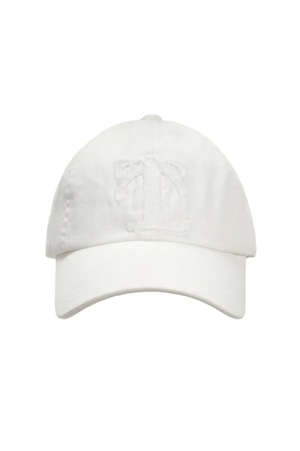 Raw Cut Damage Denim Cap [ White ]