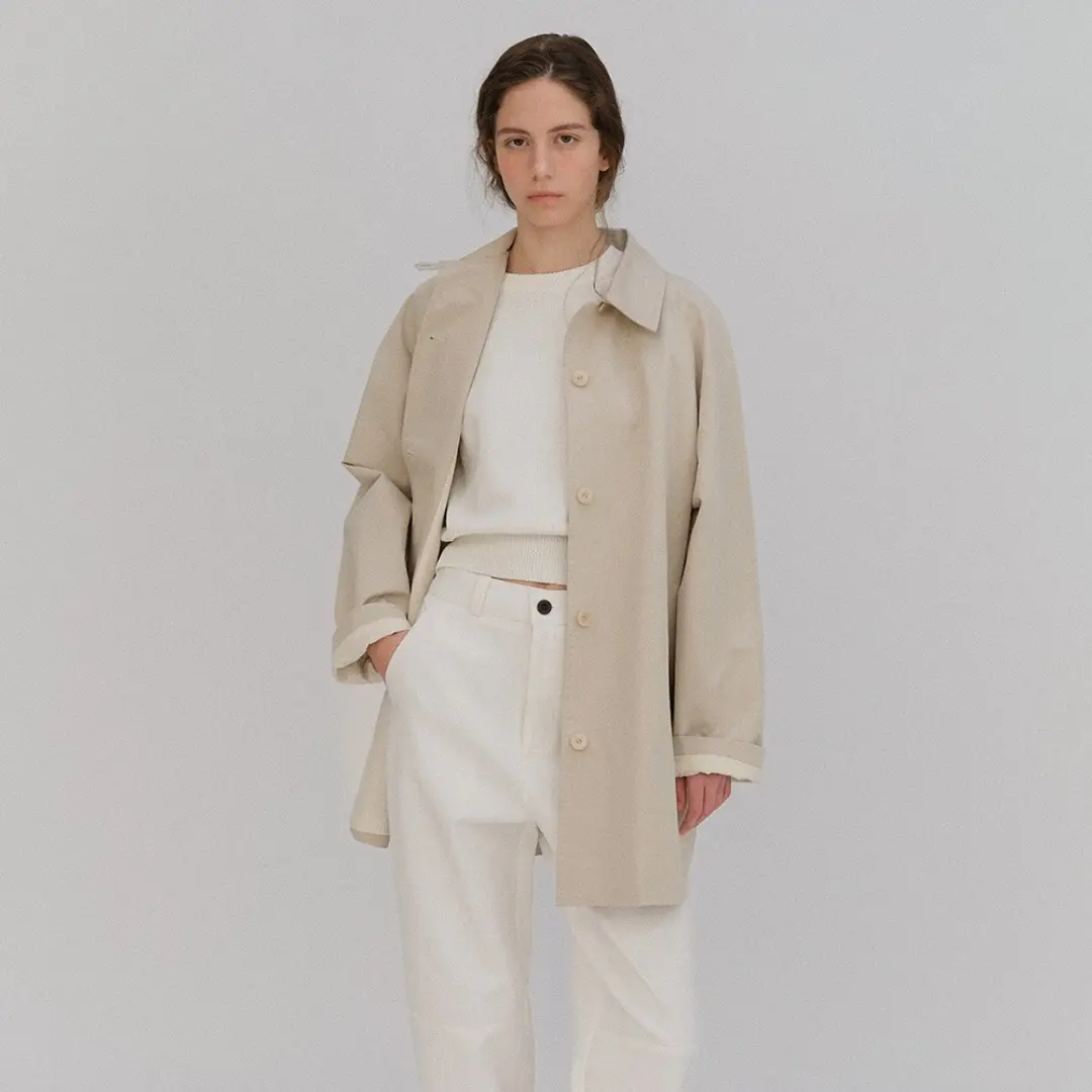 베이오드 Stitch half balmacaan trench coat_beige 상품 이미지 1