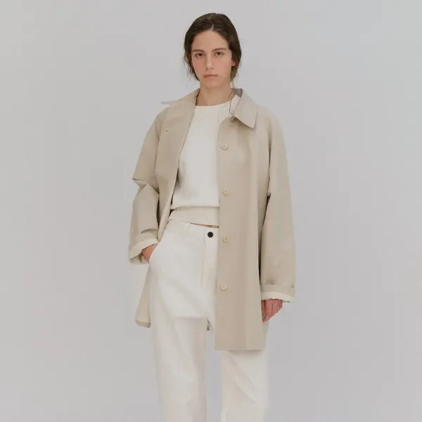 Stitch half balmacaan trench coat_beige