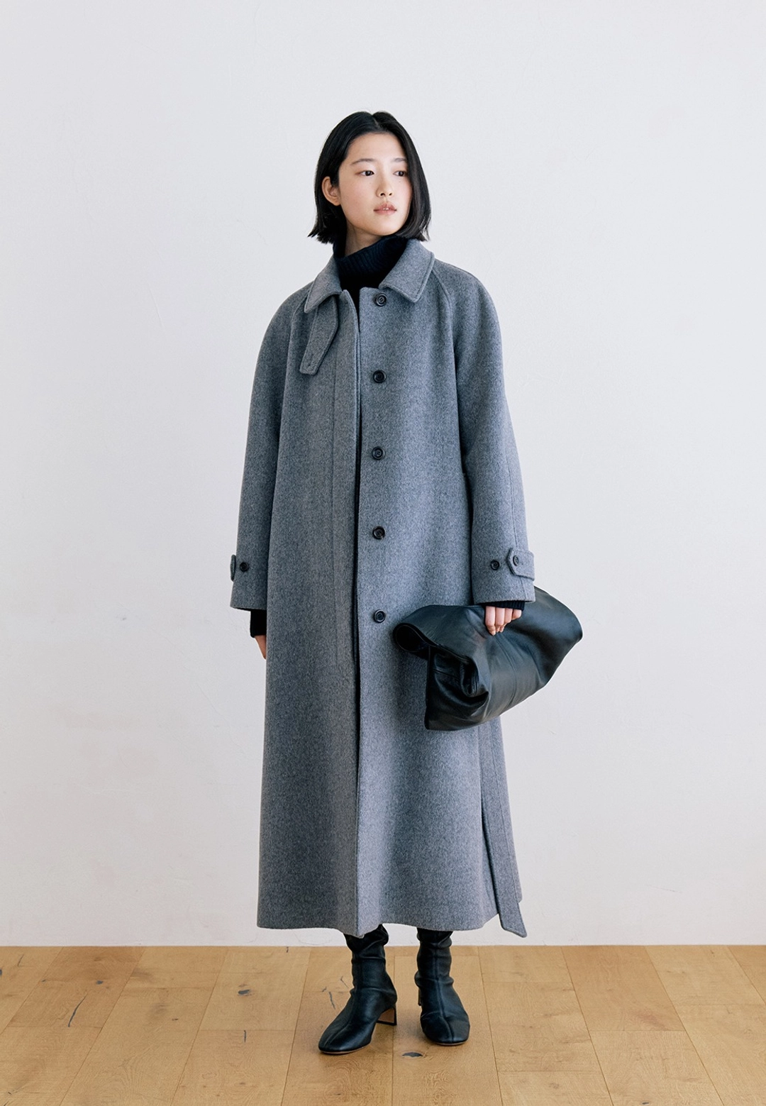 노티아 WOOL SINGLE BALMACAAN COAT - GRAY 상품 이미지 1