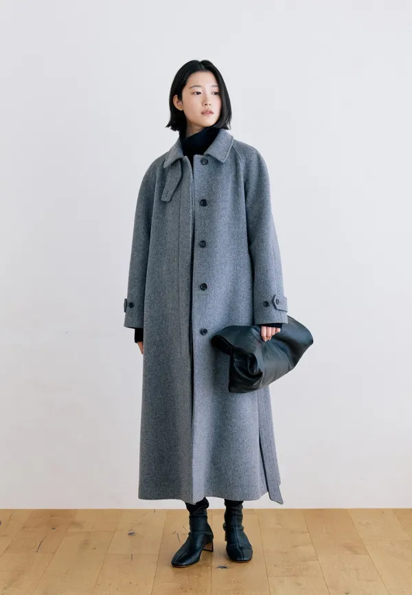 WOOL SINGLE BALMACAAN COAT - GRAY