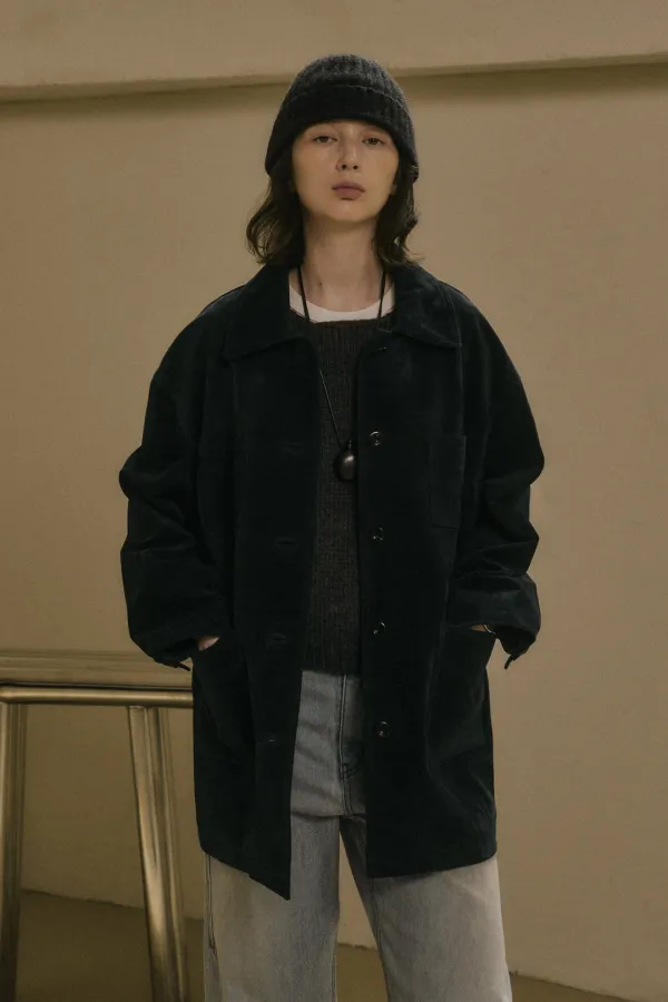 WESTER PIGSKIN SUEDE JACKET_NAVY