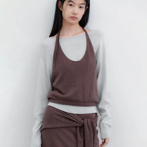 (T-7292)COLOR POINT HALTER VEST&TOP SET UP S