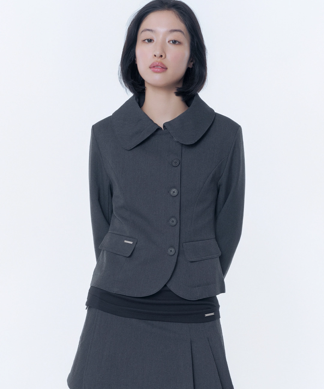 미세키서울 Omoi round collar blazer CHARCOAL 상품 이미지 1