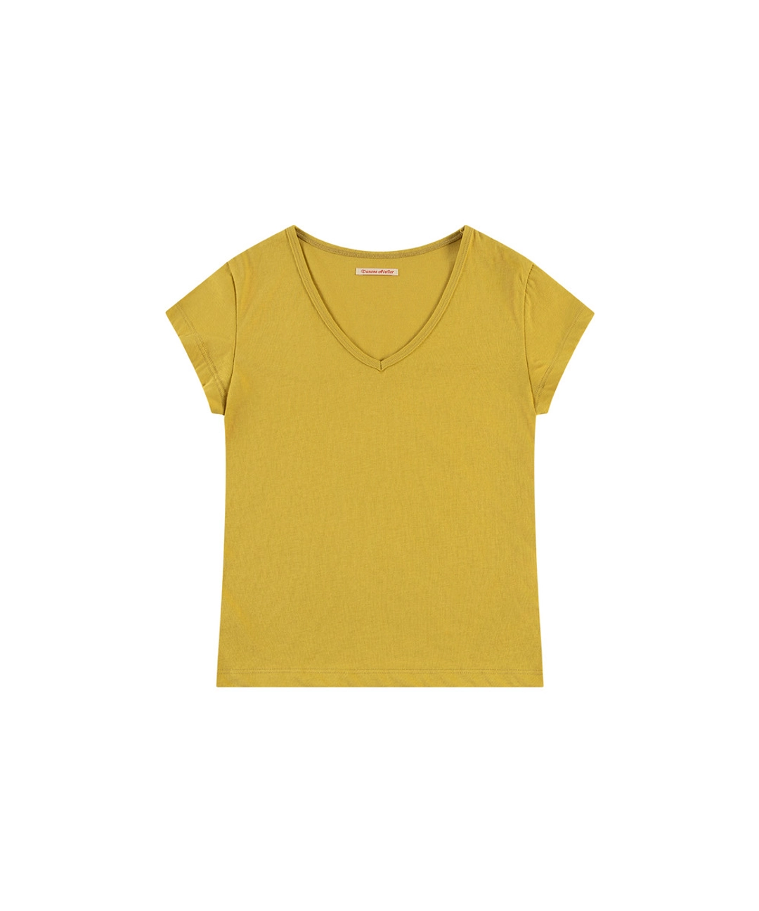 반원 아뜰리에 A3597 에센셜 V넥 티셔츠_Mustard yellow 상품 이미지 1