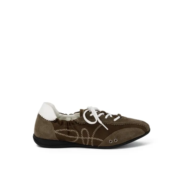 SKIA PINKING SHIRRING SNEAKERS / BROWN