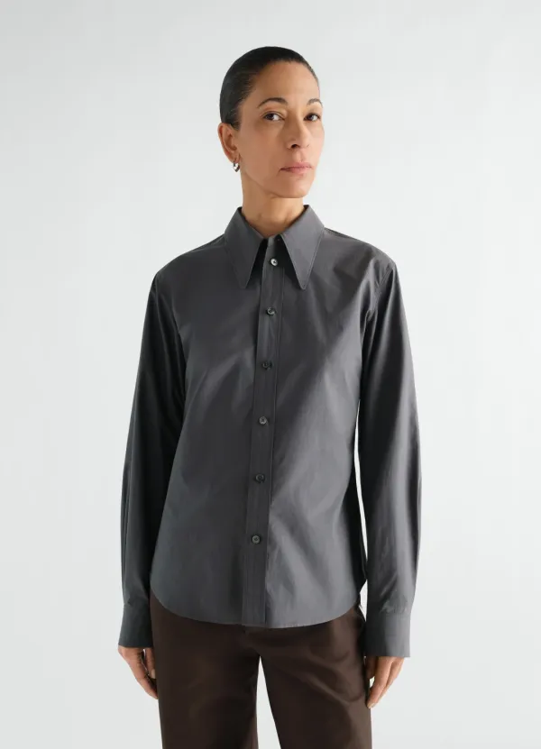 POINTED COLLAR SHIRT IN WASHED COTTON SILK