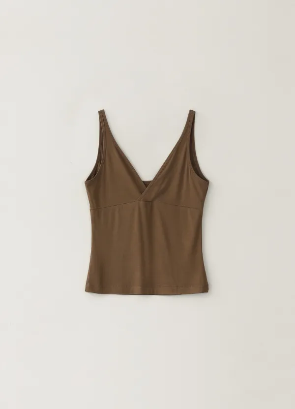 4TH / Spandex V-neck Sleeveless - Brown