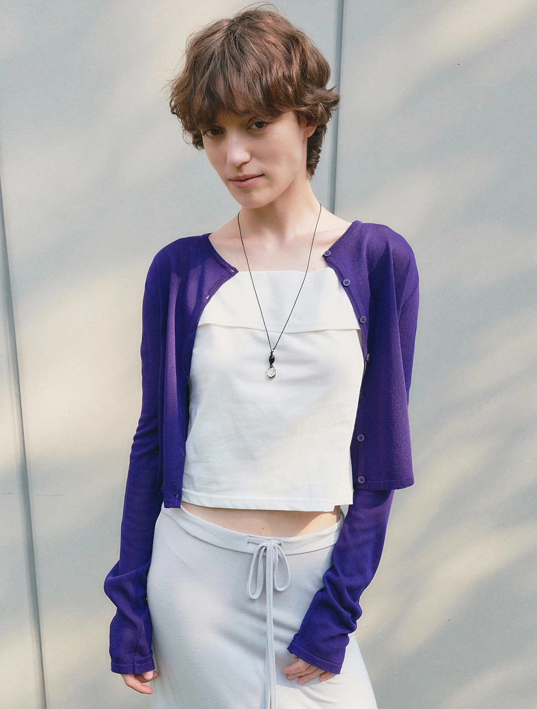 로에일 Light sheer color knit cardigan_Purple 상품 이미지 1