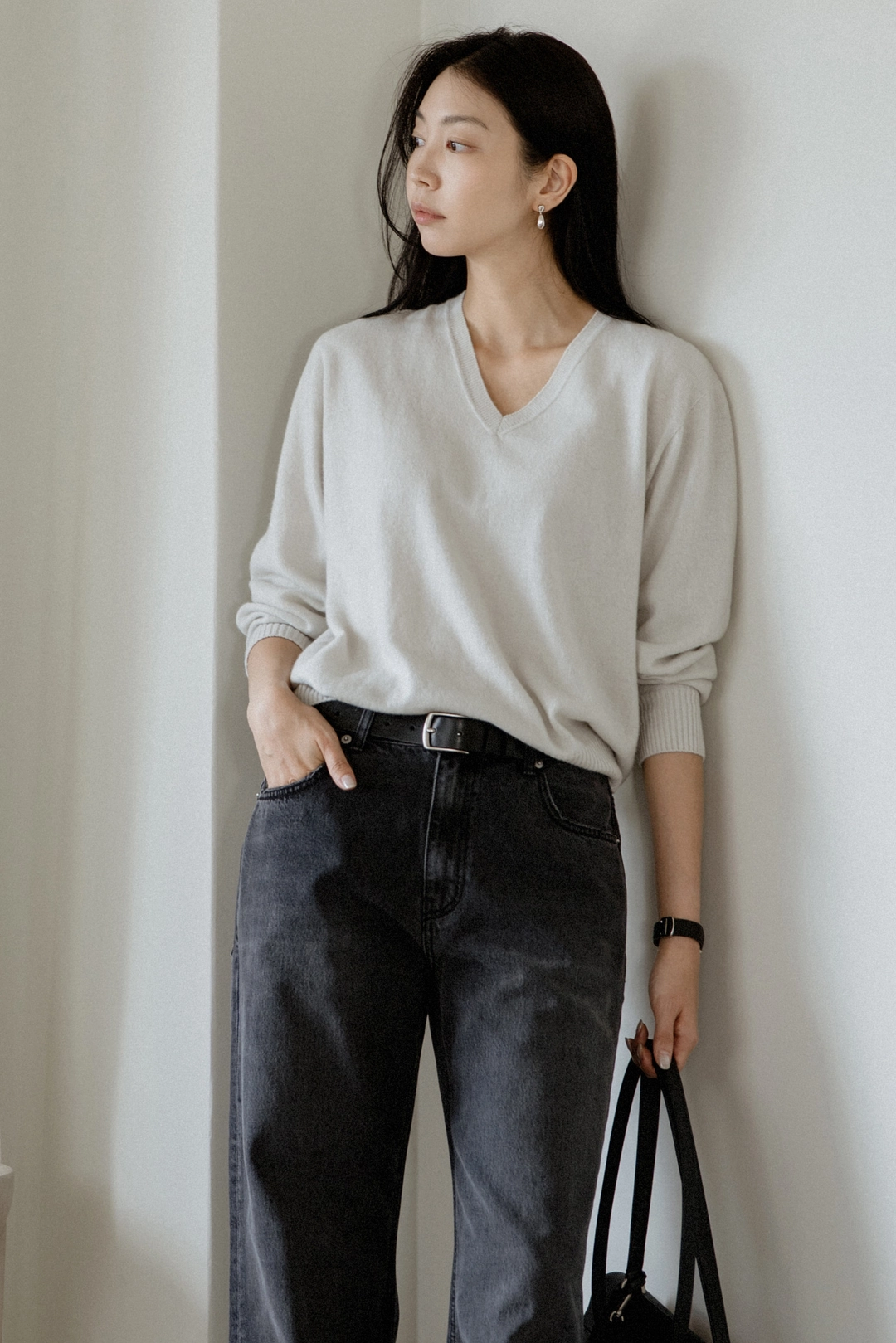 스앨더 36497_Vintage Black Straight Wide Jeans 상품 이미지 2