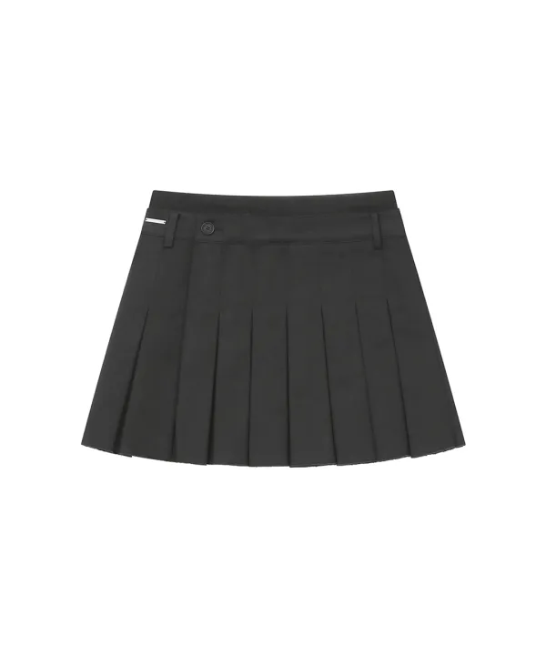 Ribbed layered pleats skirt CHARCOAL