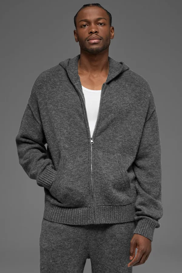 Wool Cashmere New Class Full Zip Hoodie - Platinum Grey