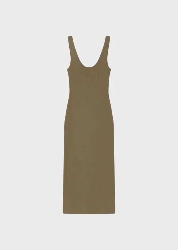 90s Bodycon Midi Dress Khaki