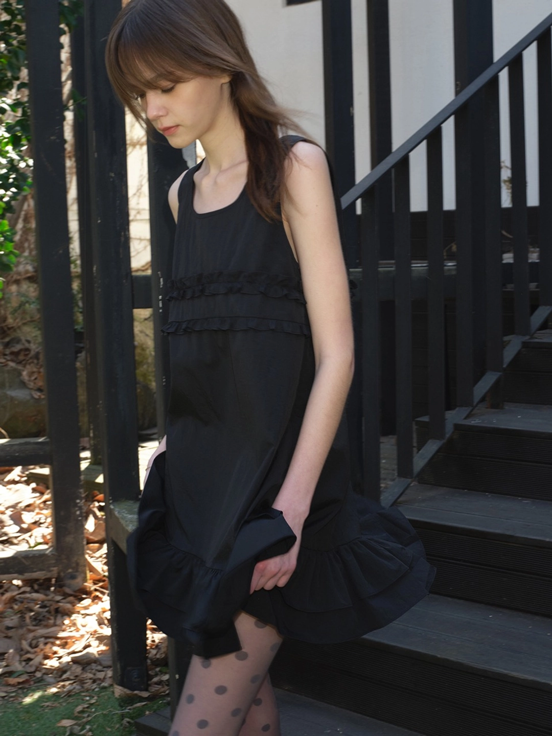 마가린핑거스 MIXED FRILL MINI ONE PIECE (BLACK) 상품 이미지 2