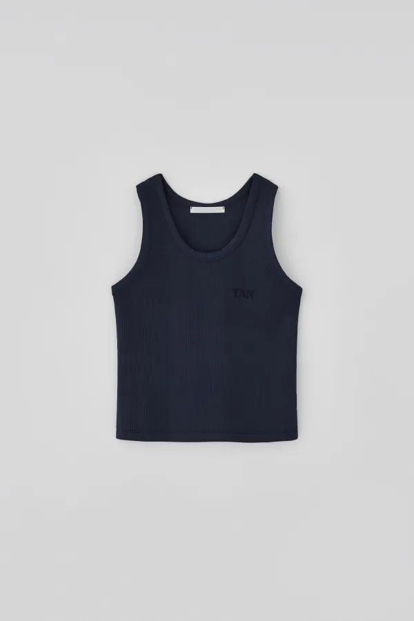 T/T Rib basic sleeveless top (navy)
