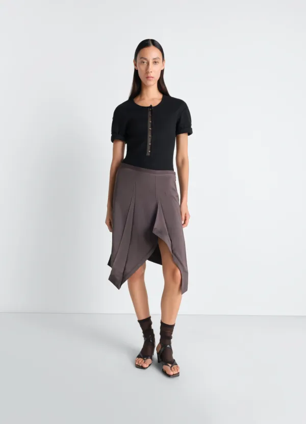 CREASED FOULARD SKIRT IN POLY VISCOSE TWILL