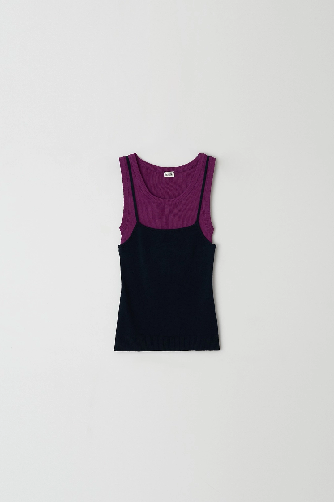 Sleeveless Layered Knit Top (purple/navy)