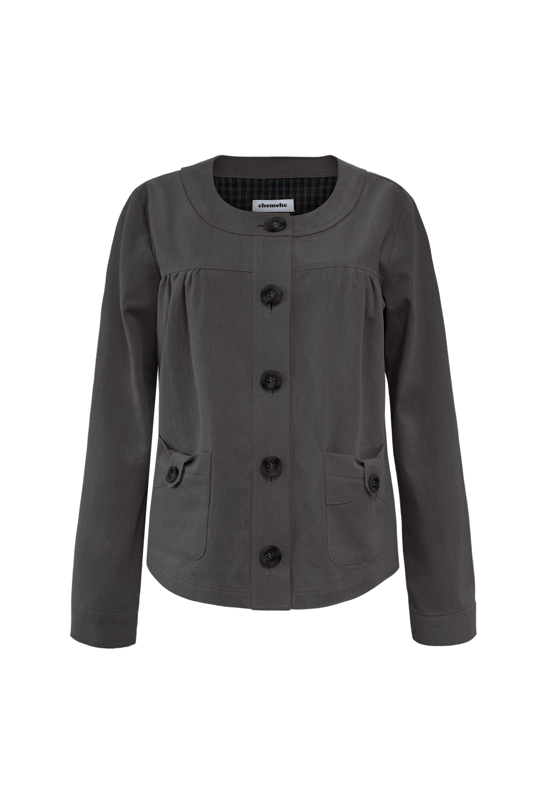 체메씨 BLUSH BOW ROUND JACKET (CHARCOAL) 상품 이미지 1