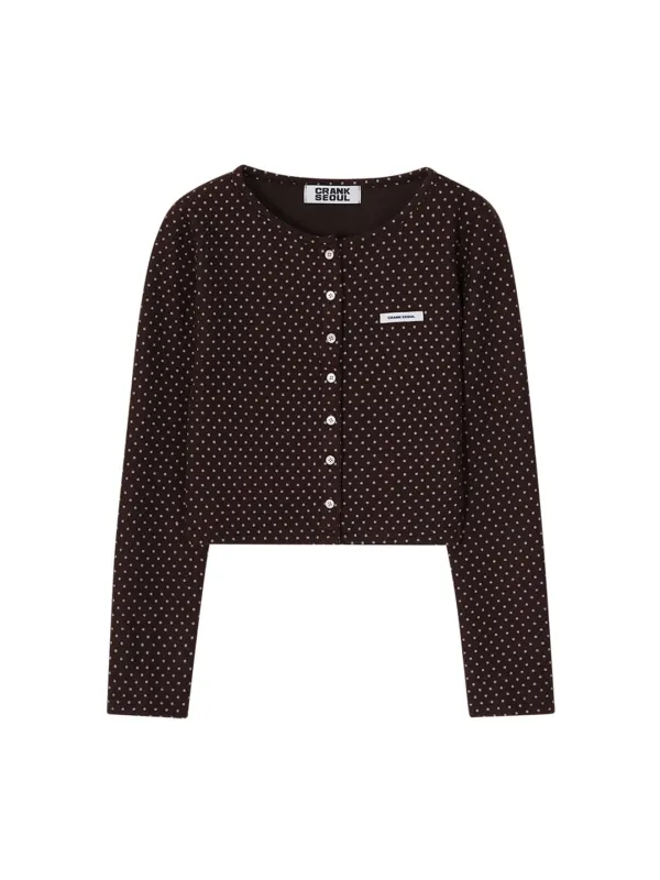 DOT BRUSHED CARDIGAN_BROWN